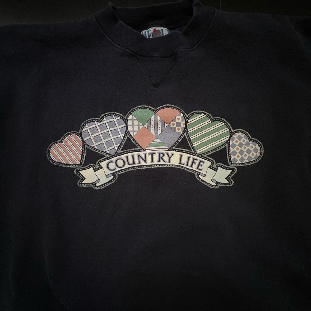 Vintage “Country Life” Grandma Heavy Weight Navy Crewneck - L - Picture 4 of 6
